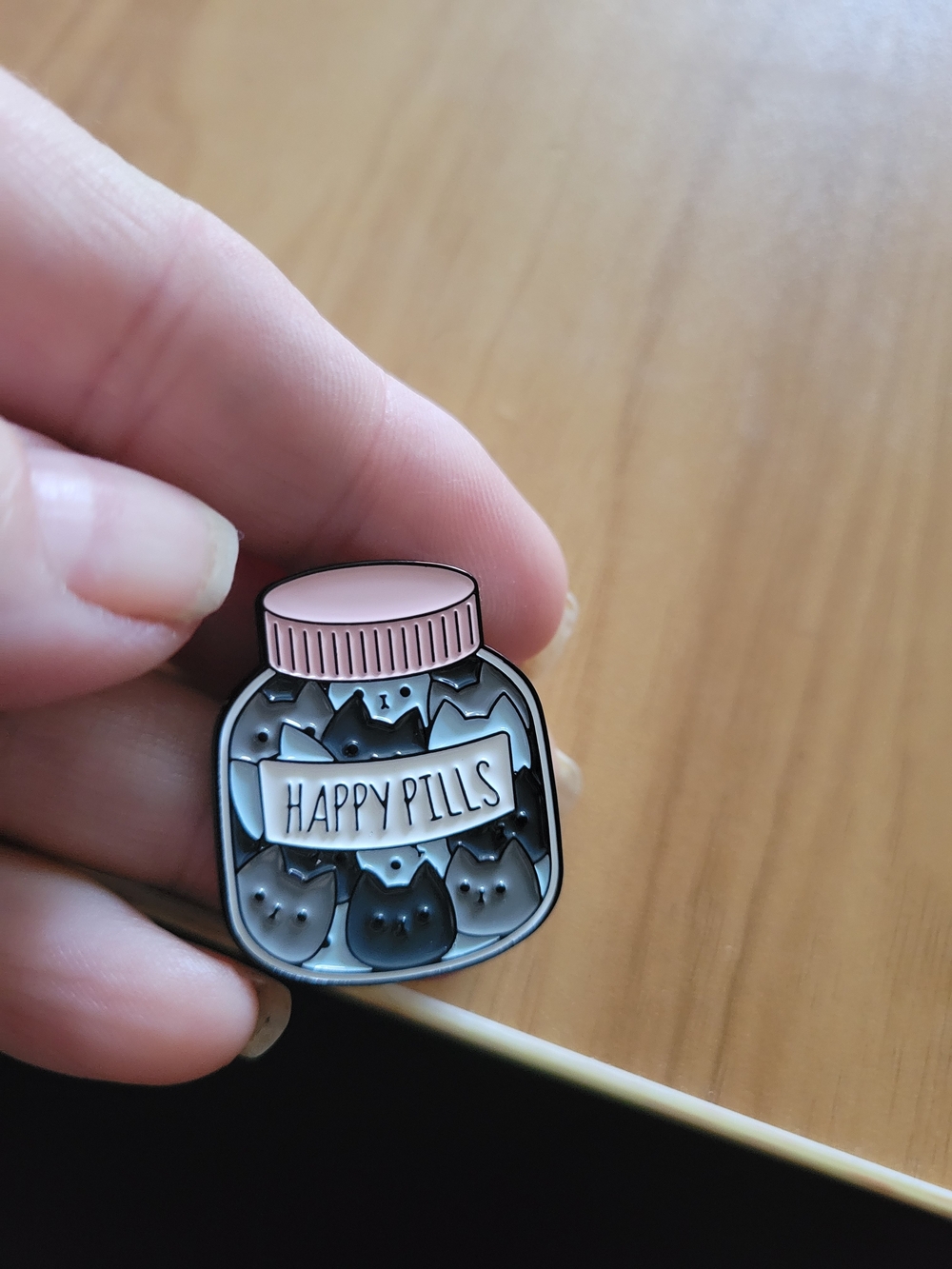 👻BUY 1 GET 1 FREE👻Happy Pills Enamel Pin - Pink Cap, Black & Gray Cats